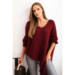 Sieviešu bordo krāsas vilnas džemperis Elvis Sieviešu bordo krāsas vilnas džemperis Elvis