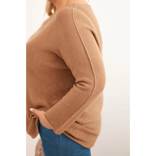Sieviešu brūns džemperis Minos PLUS izmērs sievietēm