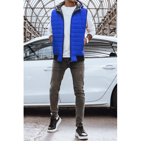Vīriešu zila stepēta veste Lider JS/MY77 - Vīriešiem Vīriešu zila stepēta veste Lider Vestes