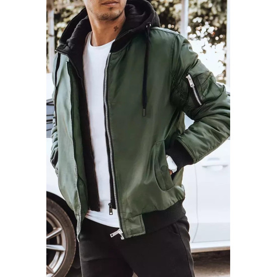 Vīriešu zaļa jaka ar kapuci Moon Rudens/Pavasaris