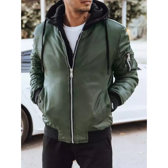 Vīriešu zaļa jaka ar kapuci Moon Rudens/Pavasaris