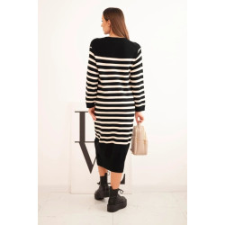 Sieviešu svītraina melna kleita Ender