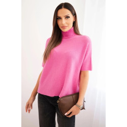 Sieviešu rozā džemperis ar īsām piedurknēm Endi Sieviešu rozā džemperis ar īsām piedurknēm Endi