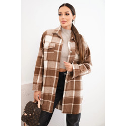 Sieviešu brūns rūtains rūtains krekls Veste