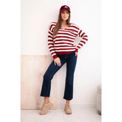 Sieviešu svītrains bordo džemperis Dina Sieviešu svītrains bordo džemperis Dina