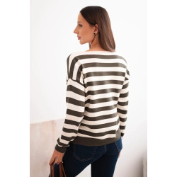 Sieviešu svītrains haki krāsas džemperis Dina Sieviešu svītrains haki krāsas džemperis Dina