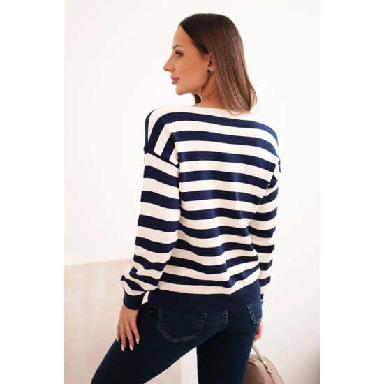 Sieviešu svītrains tumši zils džemperis Dina Sieviešu džemperi