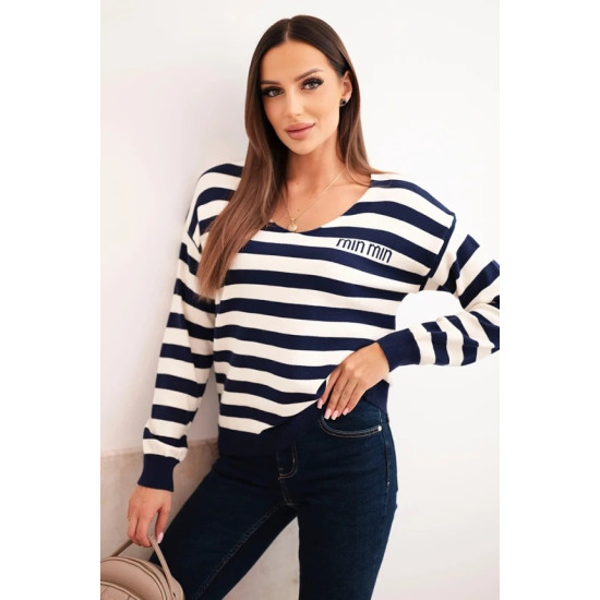 Sieviešu svītrains tumši zils džemperis Dina Sieviešu džemperi