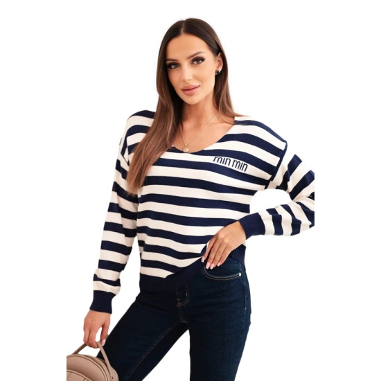 Sieviešu svītrains tumši zils džemperis Dina Sieviešu džemperi