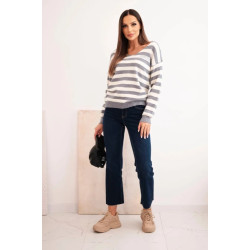 Sieviešu svītrains pelēks džemperis Dina Sieviešu svītrains pelēks džemperis Dina