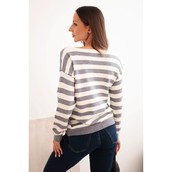 Sieviešu svītrains pelēks džemperis Dina Sieviešu džemperi