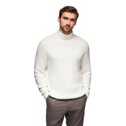 Vīriešu balts džemperis ar augstu apkakli Ton