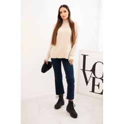 Sieviešu brūns džemperis ar augstu apkakli Larsi Sieviešu brūns džemperis ar augstu apkakli Larsi