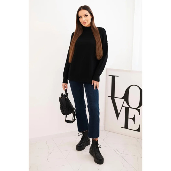 Sieviešu melns džemperis ar augstu apkakli Larsi Sieviešu džemperi