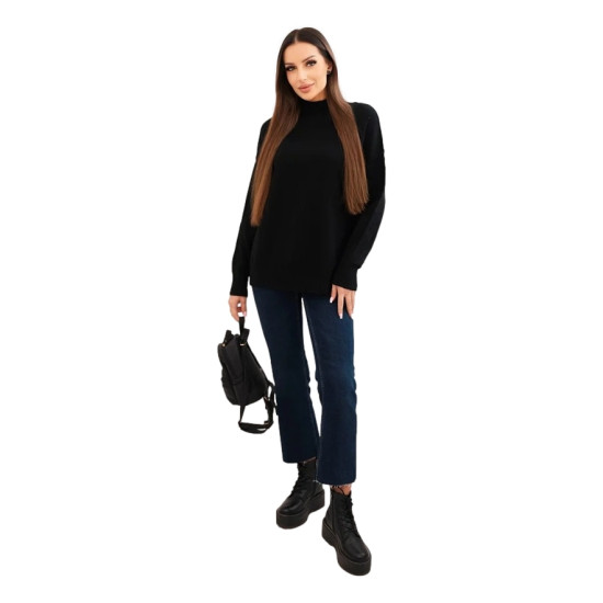 Sieviešu melns džemperis ar augstu apkakli Larsi Sieviešu džemperi
