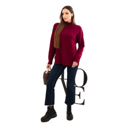 Sieviešu bordo krāsas džemperis ar augstu apkakli Larsi Sieviešu bordo krāsas džemperis ar augstu apkakli Larsi