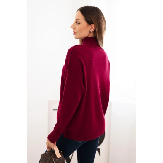 Sieviešu bordo krāsas džemperis ar augstu apkakli Larsi Sieviešu džemperi