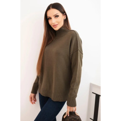 Sieviešu haki krāsas džemperis ar augstu apkakli Larsi Sieviešu haki krāsas džemperis ar augstu apkakli Larsi