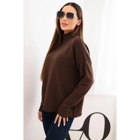 Sieviešu brūns džemperis ar augstu apkakli Larsi Sieviešu džemperi