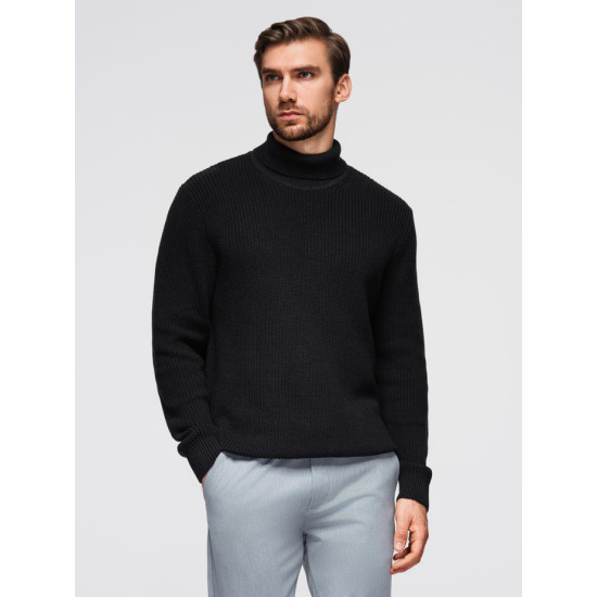 Vīriešu melns džemperis ar augstu apkakli Ton Džemperi