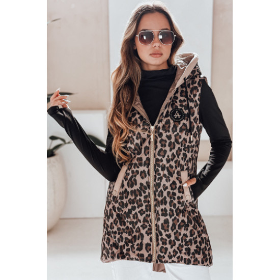 Sieviešu brūna veste ar leoparda rakstu Elmera Sieviešu vestes