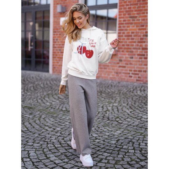 Sieviešu balts džemperis Šodien Džemperi ar kapuci