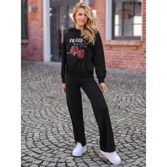 Sieviešu melns džemperis Šodien Džemperi ar kapuci