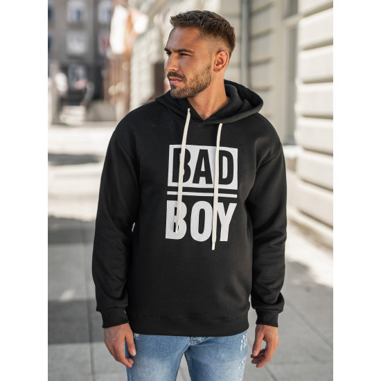 Vīriešu melns džemperis ar kapuci Bad Džemperi ar kapuci