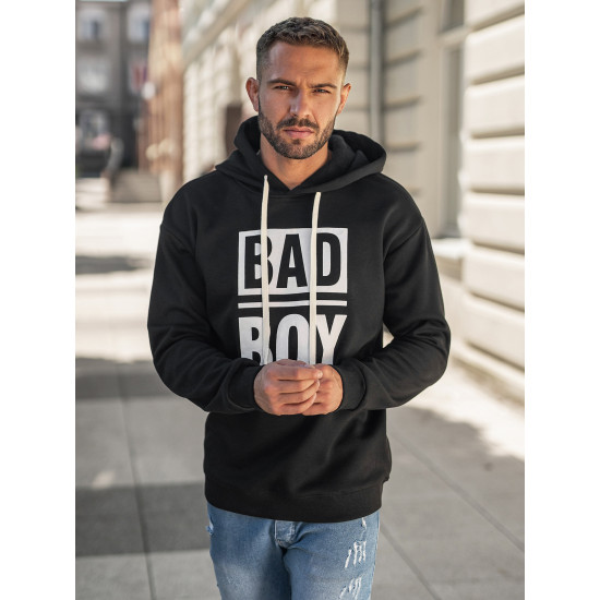 Vīriešu melns džemperis ar kapuci Bad Džemperi ar kapuci