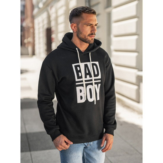 Vīriešu melns džemperis ar kapuci Bad Džemperi ar kapuci