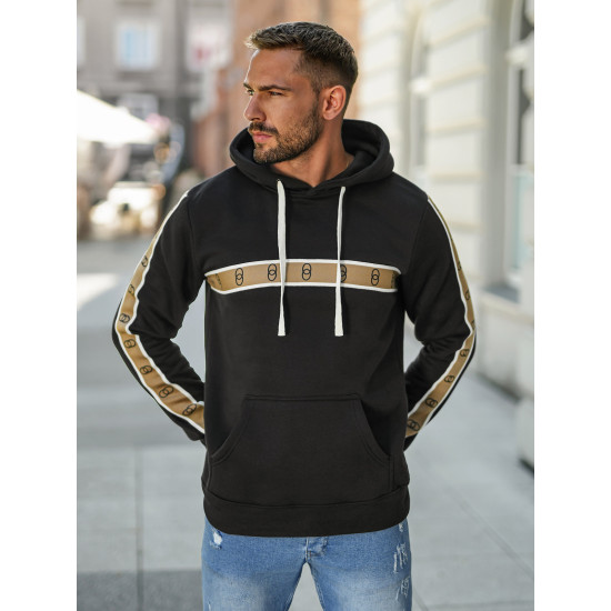 Vīriešu melns džemperis Rings Džemperi ar kapuci