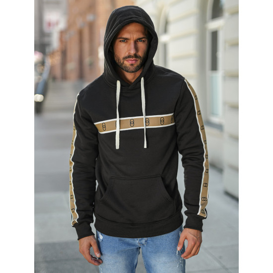 Vīriešu melns džemperis Rings Džemperi ar kapuci