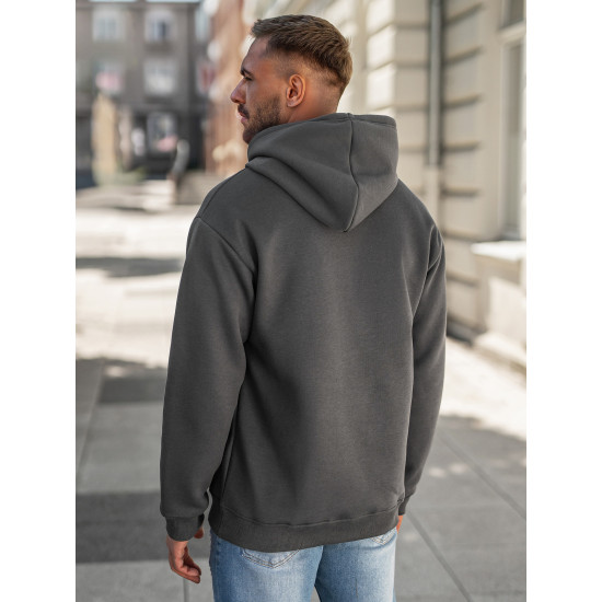 Vīriešu tumši pelēks džemperis ar kapuci Bad Džemperi ar kapuci