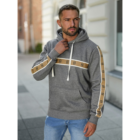 Vīriešu pelēks džemperis Rings Džemperi ar kapuci