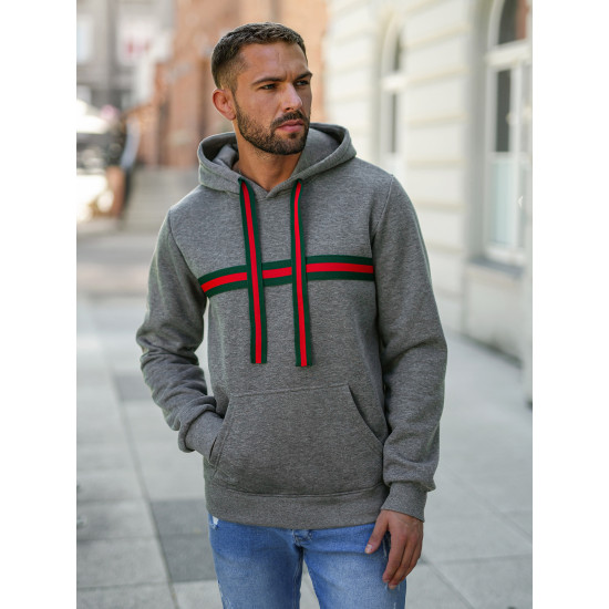Vīriešu pelēks džemperis ar kapuci Glum Džemperi ar kapuci