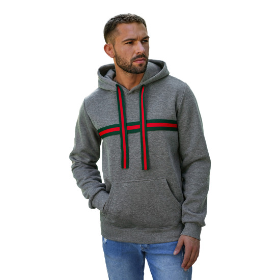 Vīriešu pelēks džemperis ar kapuci Glum Džemperi ar kapuci