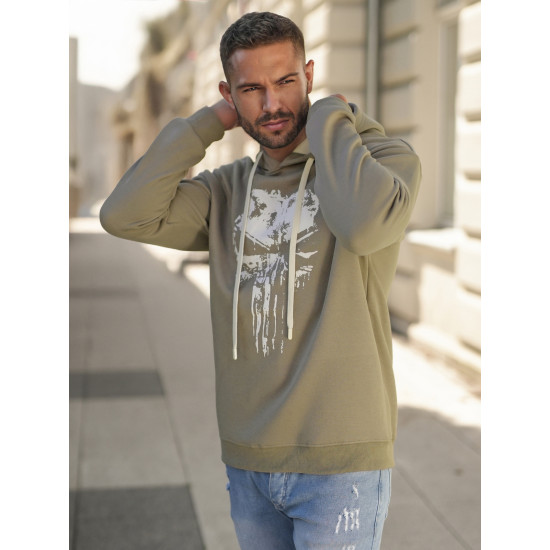 Vīriešu haki krāsas džemperis ar kapuci Skull Džemperi ar kapuci