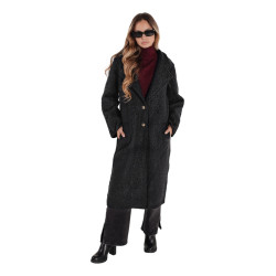 Sieviešu melns garš aitādas mētelis Tomson