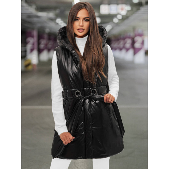 Sieviešu melna jaka ar kapuci Tērauds Sieviešu vestes