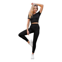 Sieviešu melns divdaļīgs treniņtērps Energy