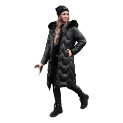 Sieviešu gara melna jaka ar melnu kažokādu Inter