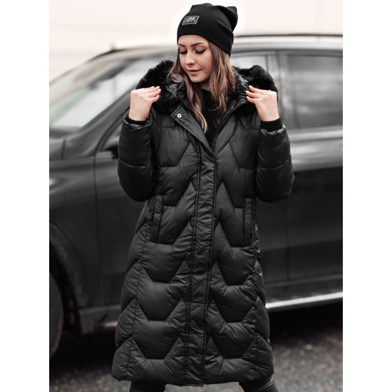 Sieviešu gara melna jaka ar melnu kažokādu Inter Sieviešu jakas