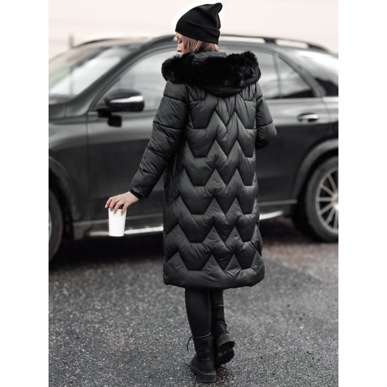 Sieviešu gara melna jaka ar melnu kažokādu Inter Sieviešu jakas