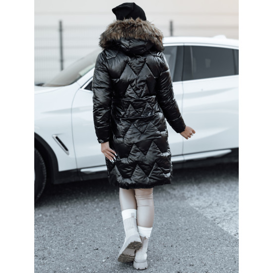 Sieviešu melna jaka ar brūnu kažokādu Elec Sieviešu jakas