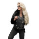 Sieviešu melna ādas jaka ar melnu kažokādu Elis