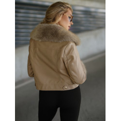 Sieviešu brūna ādas jaka ar kažokādu Portāls Sieviešu brūna ādas jaka ar kažokādu Portāls
