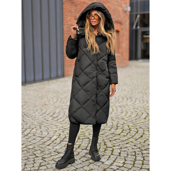 Melna sieviešu stepēta ziemas jaka Coco JS/5M3173/392 - Sievietēm Melna sieviešu stepēta ziemas jaka Coco JS/5M3173/392