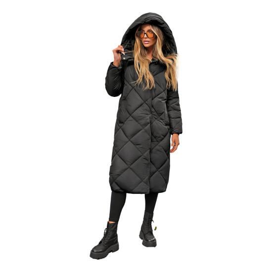 Melna sieviešu stepēta ziemas jaka Coco JS/5M3173/392 - Sievietēm Melna sieviešu stepēta ziemas jaka Coco JS/5M3173/392