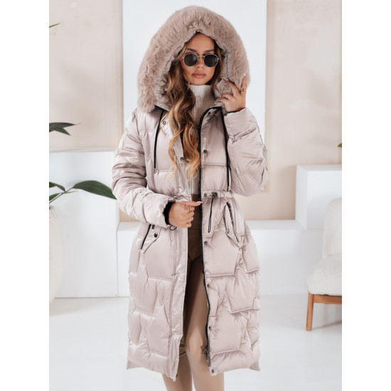 Sieviešu garā ziemas jaka ar kažokādu bēšs Velis Sieviešu jakas