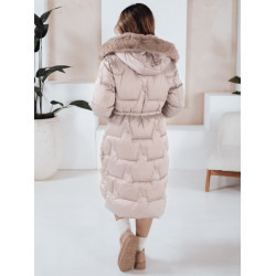 Sieviešu garā ziemas jaka ar kažokādu bēšs Velis